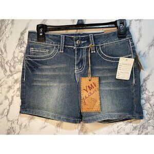 YMI Jeans Women's Denim Shorts Size 0 Cotton/Polyester Blend Distressed Look Per